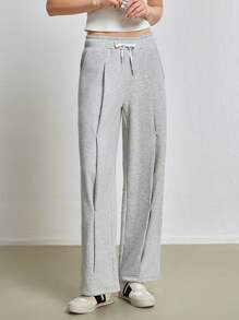 INAWLY Women's Casual Versatile Solid Color Straight Leg Sweatpants Graduation,Back To School,Graduation,Teacher,Back To School Fall - Grey - View 3