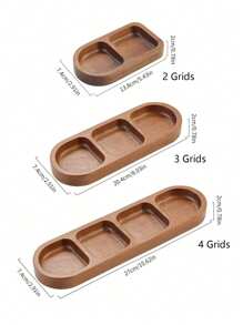 Cirelle 1PC 2/3/4 Conpartments Wooden Divided Tray Serving Dish Sauce Plates Snack Sauce Dish Perfect For Serving A Variety Of Appetizers, Desserts, Cookies, Fruits, Vegetables, And More Elegant Wood Plates For Everyday Use, Rama Table Decor, New Year, Christmas Party, Kitchen Supplies, Party Use, Family Dining, Afternoon Tea Use, Picnic Eseentials, Housewarming Gift - log color - View 3