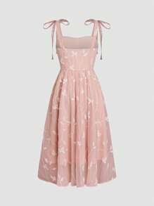 SHEIN Clasi 女士刺绣优雅度假连衣裙，夏季 - 粉色 - 查看 2