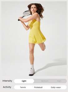 GLOWMODE FeatherFit™-Air Peekaboo 日常内置短裤口袋防滑连衣裙轻度支撑低冲击瑜伽工作室春季连衣裙夏季速干吸湿排汗 - Golden Glow - 查看 8