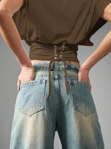 MISSGUIDED 褶皱腰短款上衣宽袖紧身胸衣后背短袖夏季节日秋季套装现代设计 T 恤