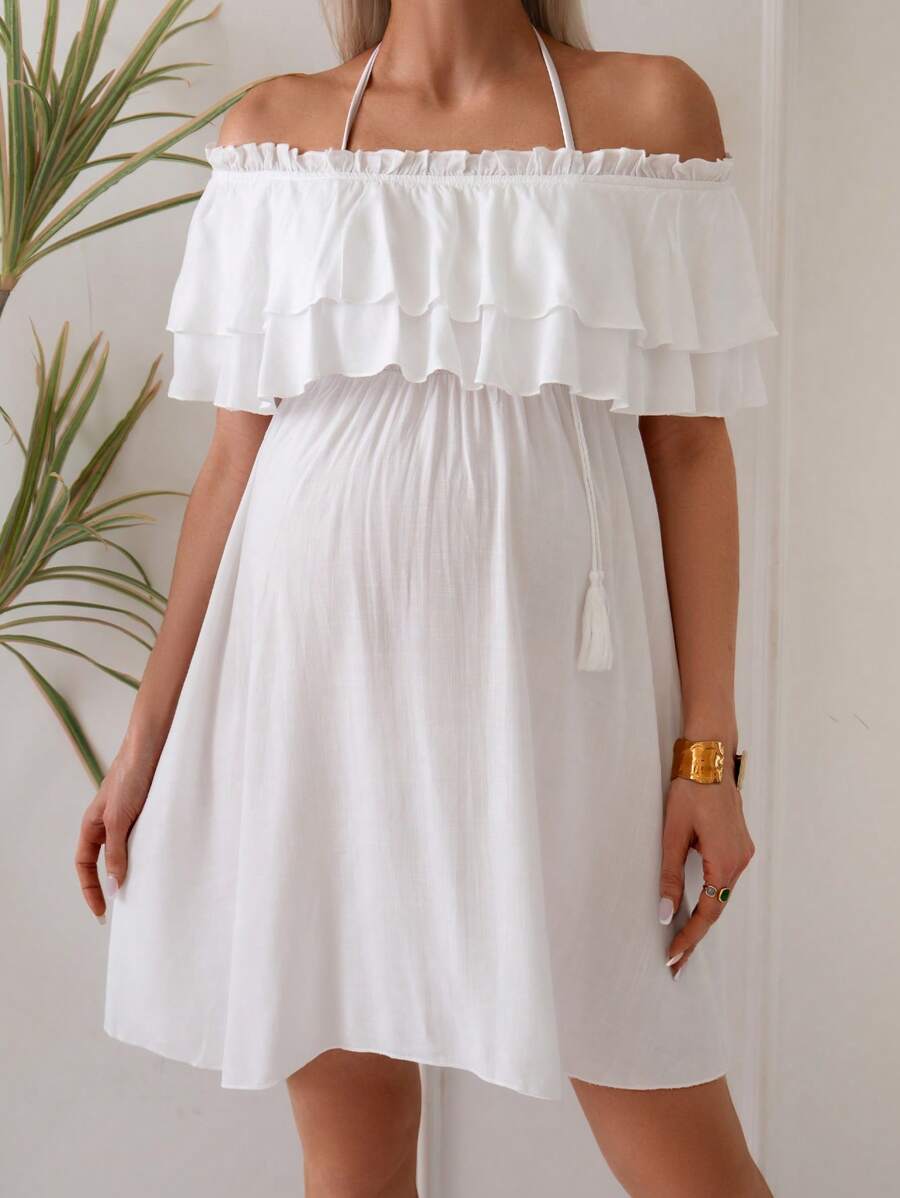 SHEIN 2025 Wiosna/Lato Casualowa, odsłaniająca ramiona, plażowa narzutka ciążowa