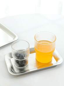 1 Pieza Taza de vidrio transparente con rayas verticales de estilo Ins, taza de vidrio a rayas, para café, jugo o leche, regalo navideño - transparente - Ver 5