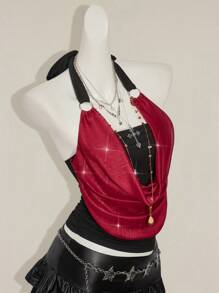 SHEIN ICON Slim-Fit Sleeveless Top With Necklace Pendant Decoration