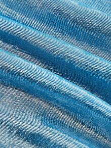 SHEIN MOD 女式纯色垂坠领短款连衣裙、鸡尾酒会礼服、派对礼服 - 藍色 - 查看 3