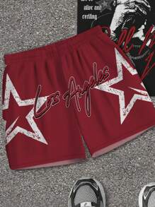 SHEIN Bolty 2pcs Tween Boy Casual Cartoon Graphic Round Neck Short Sleeve T-Shirt & Shorts Set, Summer