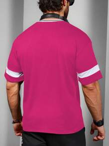 Manfinity Sport Corelite Men's Letter Stripe Printed V-Neck Short Sleeve Casual Sports T-Shirt Basic T Shirt Basketball Jersey Men Men Hoodies