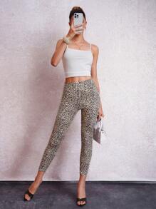 Lavishia Leopard Print High-Rise Leggings High Elasticity
