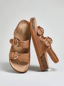 SHUZIA 女士可调节双扣带软木鞋垫拖鞋 - 紫紅色 - 查看 1