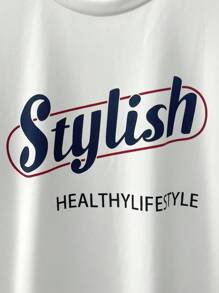 Teen Girls Simple Print Crew Neck Short Sleeve Dress - White - View 7