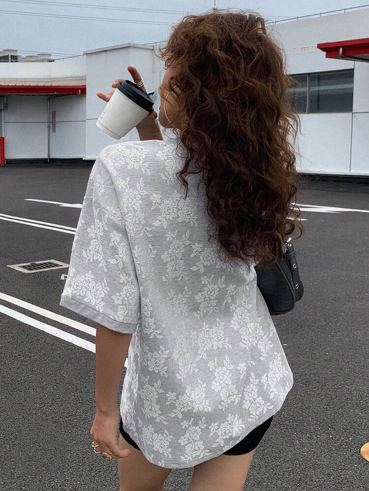 Women's Summer Round Neck Letter Print Short Sleeve Lace T-Shirt Oversized T-Shirt,Graphic Tees