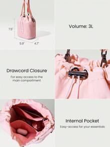 GLOWMODE 22L Good Things Ahead Vattentät Avtagbar Rem Handtag Ficka Dragsko Hinkväska Axelväska Handväska Semester Semester Shopping Resor Utflykter Vardagskläder - Rosa - Visa 4