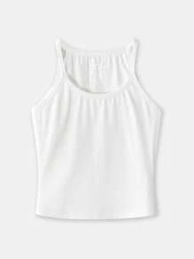 Maija 2025 年夏季新款女式 U 领露背性感蕾丝拼接细罗纹针织可调节肩带背心，优雅通勤、日常、浪漫、休闲、海滩、派对、婚礼嘉宾、音乐节、独立日、毕业典礼、可爱衬衫 - 白色 - 查看 8