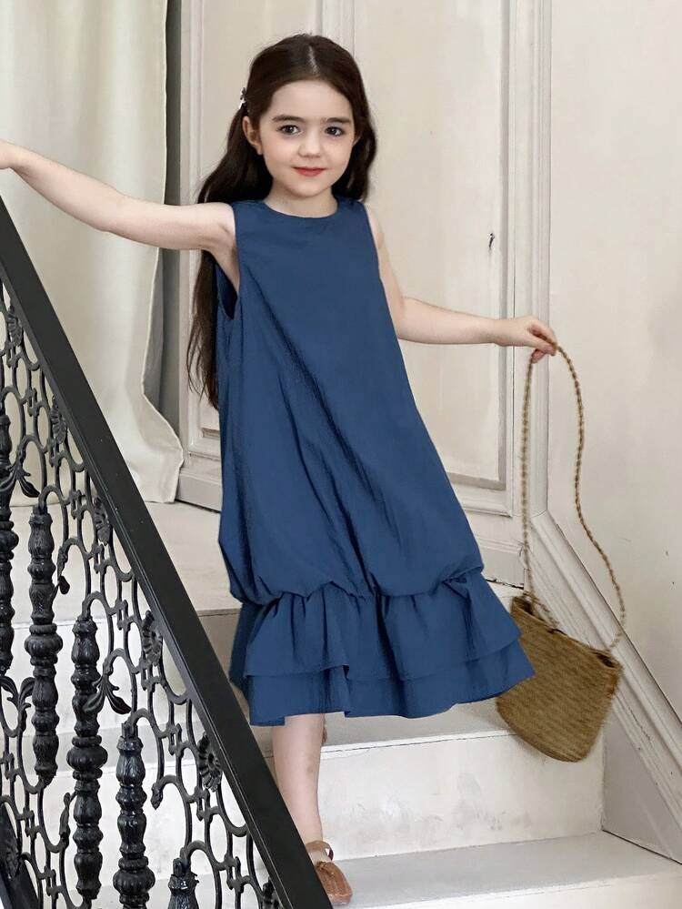 Young Girls Casual Loose Mid-Length Dress,Girls Summer Outfits