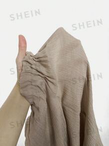 SHEIN X LOS FAVORITOS DE KARIME PINDTER MISSGUIDED 露背吊带镂空长裙，交叉露背褶皱设计，适合晚宴、派对、特殊场合、婚礼宾客、夏季度假穿着 - 棕色 - 查看 7