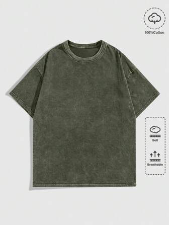 Street Life Men's Casual Washed Round Neck Short Sleeve T-Shirt, Summer