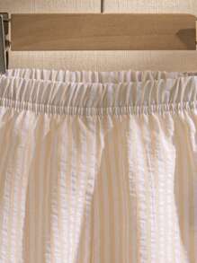 SHEIN سروال كتان مخطط للأطفال الرضع من الولدان في فصلي الربيع والصيف، بنطلون طويل مناسب لخروجات يومية، التناسق، العطلات، الجامعة