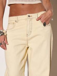 MUSERA Low Rise Washed Straight Leg Denim Jeans Summer Vacation Y2k 90's Streetstyle Cool Girl Holiday Casual Concert