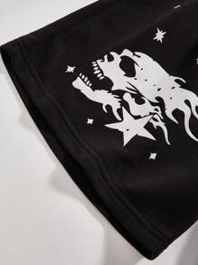 Pantalones cortos con estampado sencillo para niños preadolescentes - Negro - Ver 6