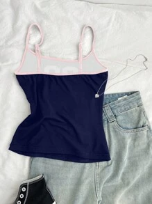 Teen Girls Casual Simple Blokette 80 Graphic Camisole Tank Top, Suitable For Summer - Multicolor - View 2
