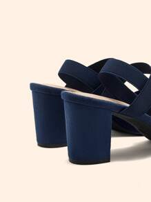 CUCCOO BASICS Giày cao gót mũi nhọn vải thun co giãn màu xanh navy thời trang nữ thoải mái - Màu xanh lam - Xem 4