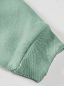 EURMUSE 100%Cotton Men Letter Graphic Drop Shoulder Sweatshirt - Green - View 4
