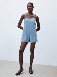 Maija Women's Denim Overalls And Jumpsuits Bowknot Casual Summer Jumpsuit, Going Out