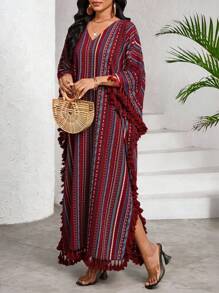 SHEIN Lady Randiga Mönster Semesterkläder Dam Boho/Bohemia/Boho Damkläder Afrikanska Kvinnor Klänningar Dam Sommar Tropiska Klänningar För Dam Affärs Casual Dam Elegant Klänning Casual Examensklänningar För Dam Födelsedags- & Evenemangsklänningar /Kontorsklänningar /Kyrkoklänningar /Bröllopsklänningar /Högtidsklänningar / - Svart och Vitt - Visa 4