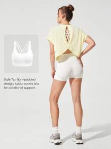 GLOWMODE Modal Oversized Kurzarm T-Shirt mit Schlüsselloch-Rücken, für leichte Yoga-Aktivitäten und den täglichen Lässig-Gebrauch