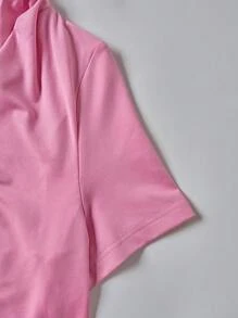 Chiquease Women's Summer Travel Cute Design Collar Pink Short Sleeve T-Shirt Top - Pink - View 3