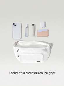 GLOWMODE 4L 透明亮光轻质网眼多拉链口袋可调节肩带斜挎腰包腰包海滩泳池节日假期度假日常休闲装 - 白色 - 查看 3