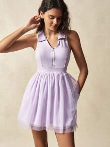 VARSIVA Women's Mesh Panel Mini Sports Dress - Multicolor - View 4