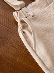 2pcs Young Boys Casual Suits: Embroidered Light Blue Short Sleeve Shirt And Khaki Suspender Shorts With Bow Tie, Fashion Gentleman Style Suitable For Daily Wear, Festivals, Birthday Parties, Weddings, And Spring/Summer Occasions Like Mother's Day, Family Matching Outfits