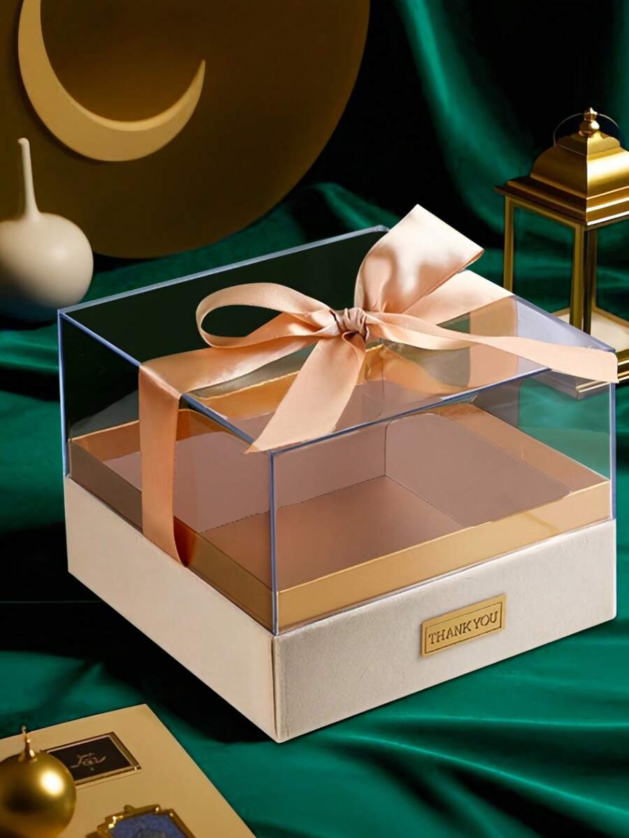 SHEIN 1pc Jewelry Packagebox Candy Box Gift Crystalbox Save Flowers Boxes Gift Boxes Flower Gifts Cloth Square Candybox - Orange - View 1