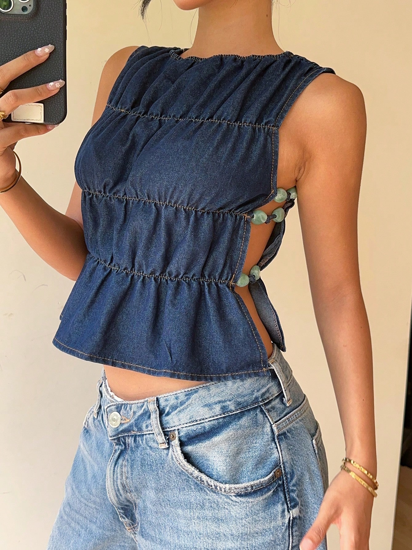 Washed Denim Crop Top