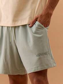 Musero Men Slogan Jersey Shorts Spring, Summer, Holiday, Vacation - Mint Green - View 5