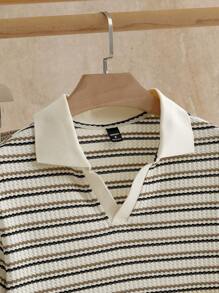 Manfinity BRENVOR 2 pièces Ensemble homme décontracté, chemise polo à manches courtes rayée et short de couleur unie, costume polo