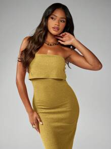 MISSGUIDED Đầm dạ hội dài ôm sát cơ thể thanh lịch không dây Lurex có gân, váy dạ hội trang trọng dài cho dịp đặc biệt, tiệc cưới, khách dự tiệc, lễ hội, Giáng sinh - màu xanh lá - Xem 3