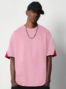 SUMWON Brooklyn Streetwear Short Sleeve Oversized T Shirt Leisure Weekend Casual Athletic Graphic Sport Summer Spring - Pink - View 2