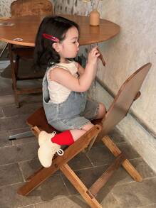 Dazy Kids 女童休闲宽松破洞牛仔背带裤，可爱夏季 - 淺灰色 - 查看 4