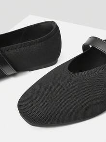 MOTF PREMIUM PU LEATHER BUCKLE MARY JANE FLAT SHOES FOR CHRISTMAS SPRING SHOES - Black - View 5