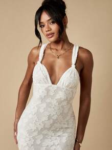 MISSGUIDED Stretch Devore Maxi Gown With Crisscross Open Back Wedding Guest Bridesmaid Special Occasion Floor Length Evening Dress