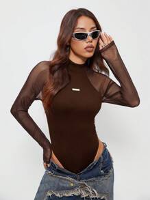 Coolane Women's Spring/Summer Music Festival Party Breathable Mesh Stretchy Bodysuit Bodysuits,Valentine's Day