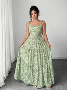 Elenzga Elegant Green Ditsy Floral Backless Dress For Women,Casual Summer Dress Women Dresses Elegant Gown Women Birthday Outfit Women Casual Dress Women Summer Clothing Women Plus Sun Dress