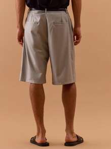 Musero Men Pleat Detail Shorts Spring, Summer, Holiday, Vacation, - Light Grey - View 4