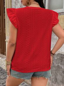 SHEIN LUNE Plus Size Women's Holiday Tie-Dye Embroidery Round Neck Cap Sleeve Casual T-Shirt Woman S Summer Clothes Women S Casual Tops