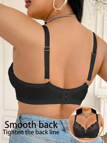 Divavoom Plus Size Lace Patchwork Underwired Bra, Lift - Black - View 2