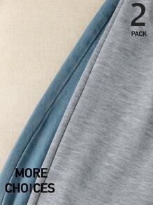 SHEIN 2 pezzi/Set: 1 Paio di Jeans di Denim + 1 Paio di Pantaloni Grigi in Maglia, Set Abbinato, Abbigliamento Casual e Confortevole Adatto per Uso Quotidiano, Attività all'Aperto, Viaggio, Scuola, Primavera/Estate