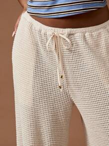 MISSGUIDED Wide Leg Waffle Knit Palazzo Lounge Pants Leisure Resort Wear Casual Beach Summer Holiday Comfort Women Pants Cozy Breathable Boho