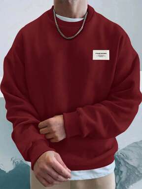 RueChic 100% Baumwolle Herren Fleece Hoodie mit Buchstaben Applikation